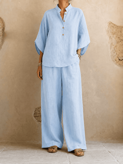 KENNEDY | Zweiteiliges Set mit Knopfleiste und weiter Hose
