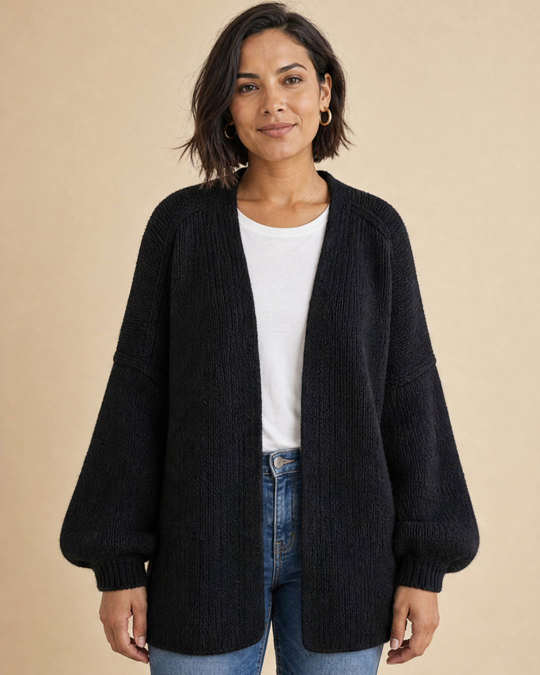 MELANIE | Langärmliger Cardigan mit offenem Vorderteil