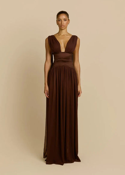 TABEA | Maxikleid mit Tiefem Ausschnitt
