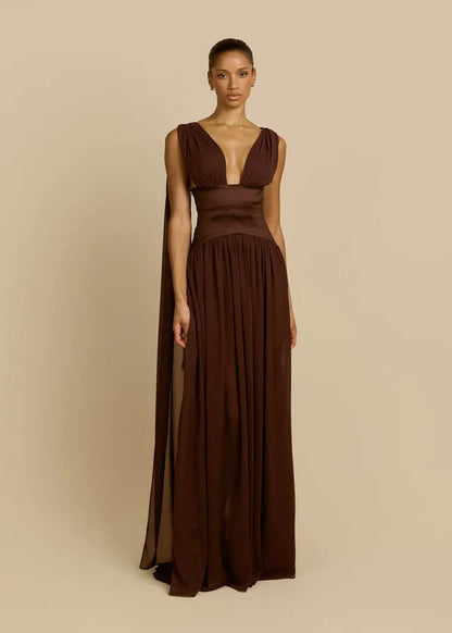 TABEA | Maxikleid mit Tiefem Ausschnitt