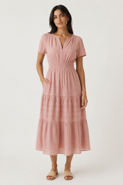 SINJA | Maxikleid mit Smokbund und Stufenrock