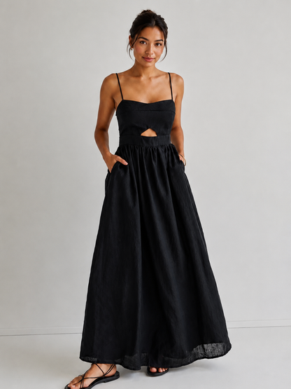 DARIA | Maxikleid mit Eckigem Ausschnitt und Cut-out
