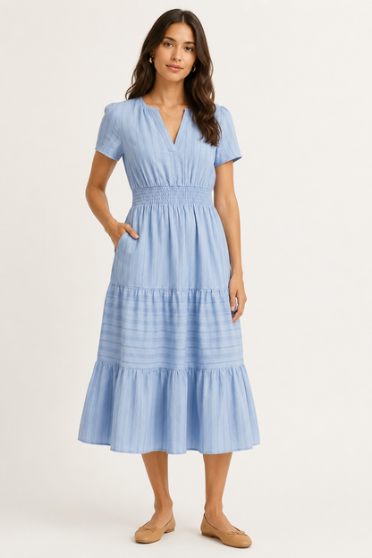 SINJA | Maxikleid mit Smokbund und Stufenrock