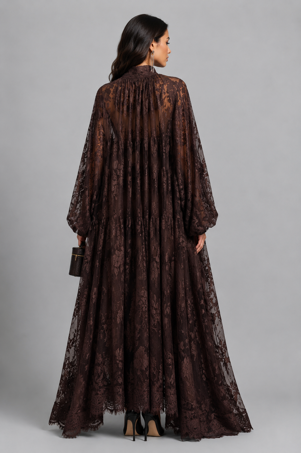 FILINA | Maxikleid mit floraler Spitzen-Überlage