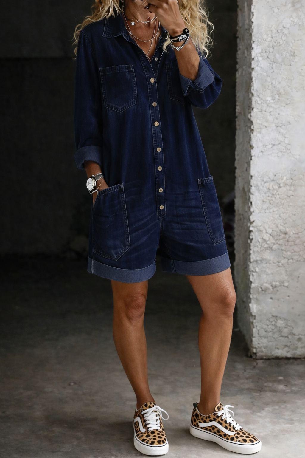 NORA | Lässiger Jeans-Shorts-Jumpsuit