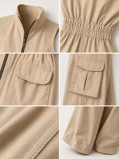 ADDISON | Ärmelloser Cargo-Jumpsuit