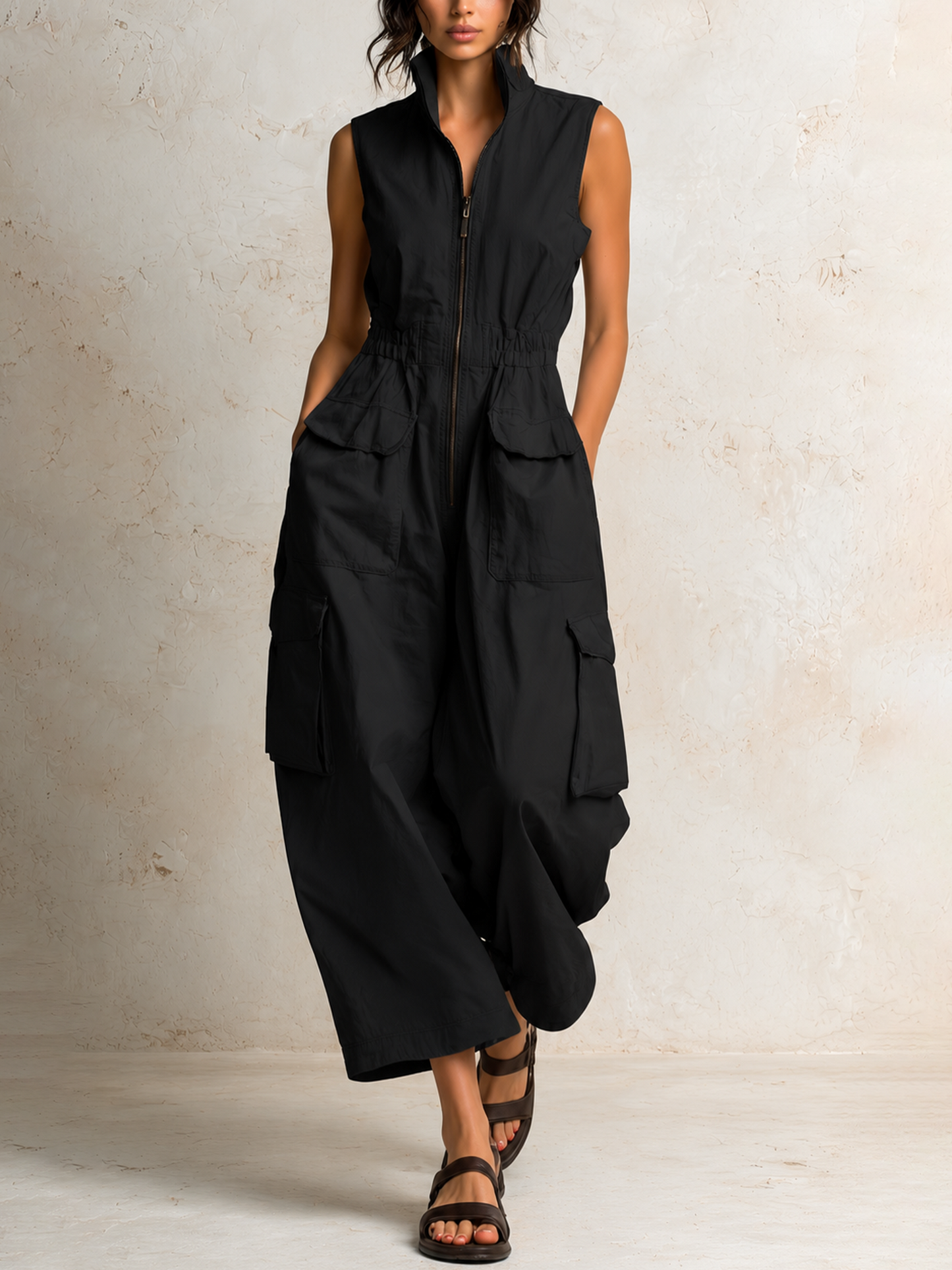 ADDISON | Ärmelloser Cargo-Jumpsuit