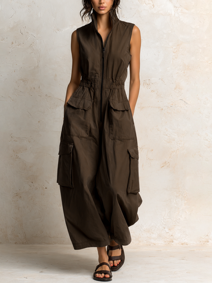 ADDISON | Ärmelloser Cargo-Jumpsuit