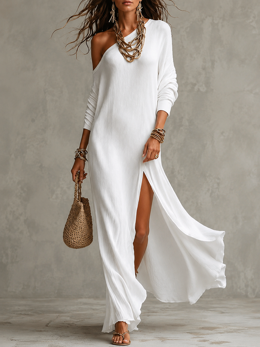 ELORA | Drapiertes Maxikleid mit One-Shoulder-Schnitt