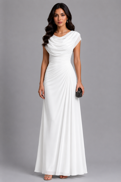 LENIYA | Maxikleid mit drapiertem Wasserfallausschnitt