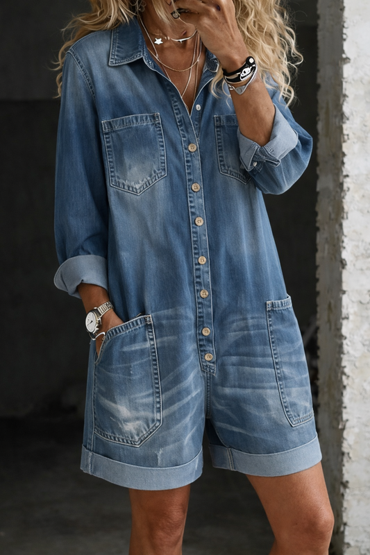 NORA | Lässiger Jeans-Shorts-Jumpsuit