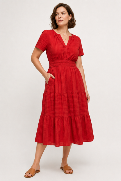 SINJA | Maxikleid mit Smokbund und Stufenrock