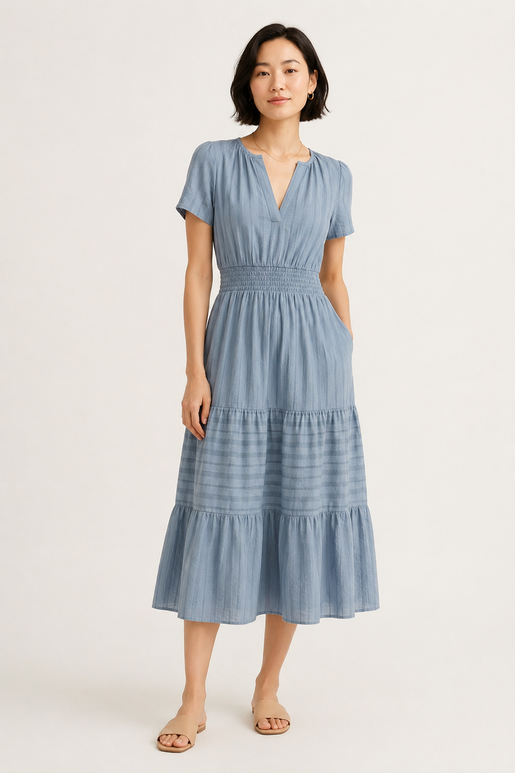 SINJA | Maxikleid mit Smokbund und Stufenrock