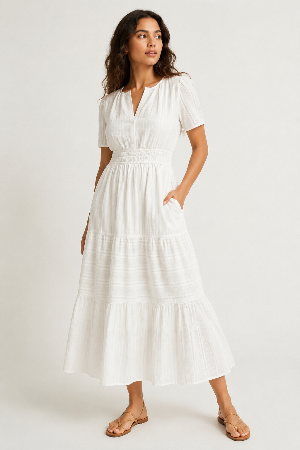 SINJA | Maxikleid mit Smokbund und Stufenrock