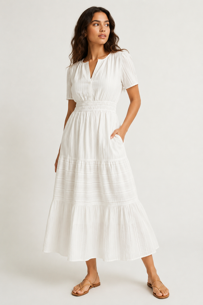 SINJA | Maxikleid mit Smokbund und Stufenrock