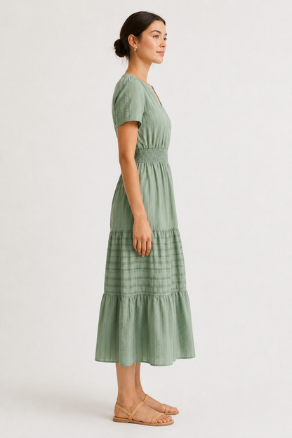 SINJA | Maxikleid mit Smokbund und Stufenrock