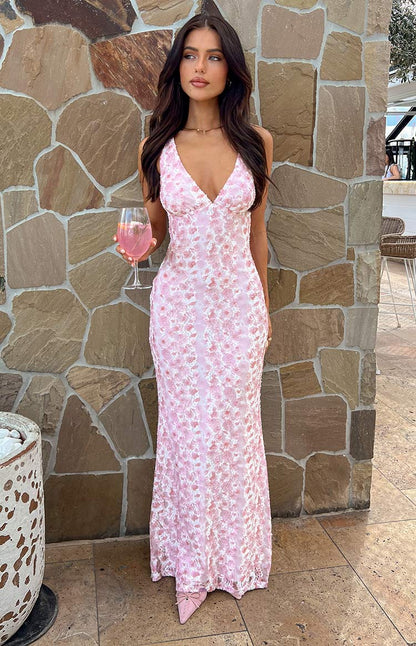 LIZZY | Spitze Rosa Maxikleid