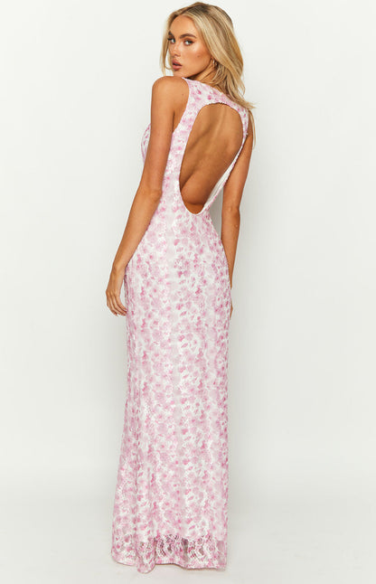 LIZZY | Spitze Rosa Maxikleid