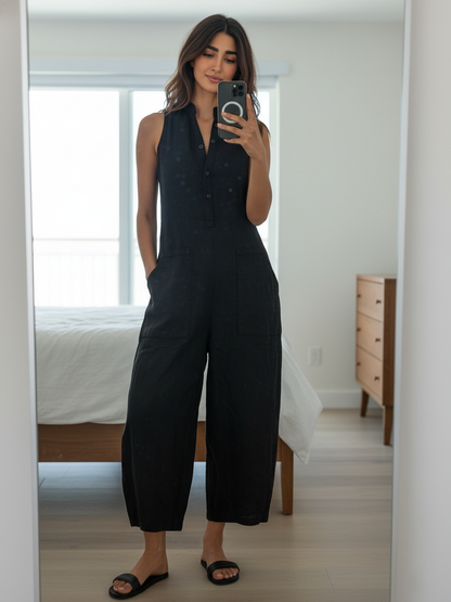 HERMINE | Ärmelloser Leinen-Jumpsuit