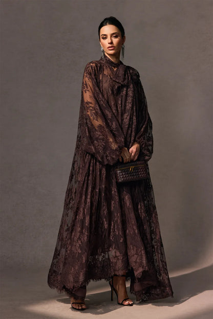 FILINA | Maxikleid mit floraler Spitzen-Überlage