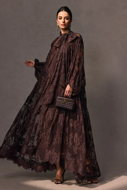 FILINA | Maxikleid mit floraler Spitzen-Überlage