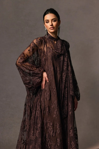 FILINA | Maxikleid mit floraler Spitzen-Überlage