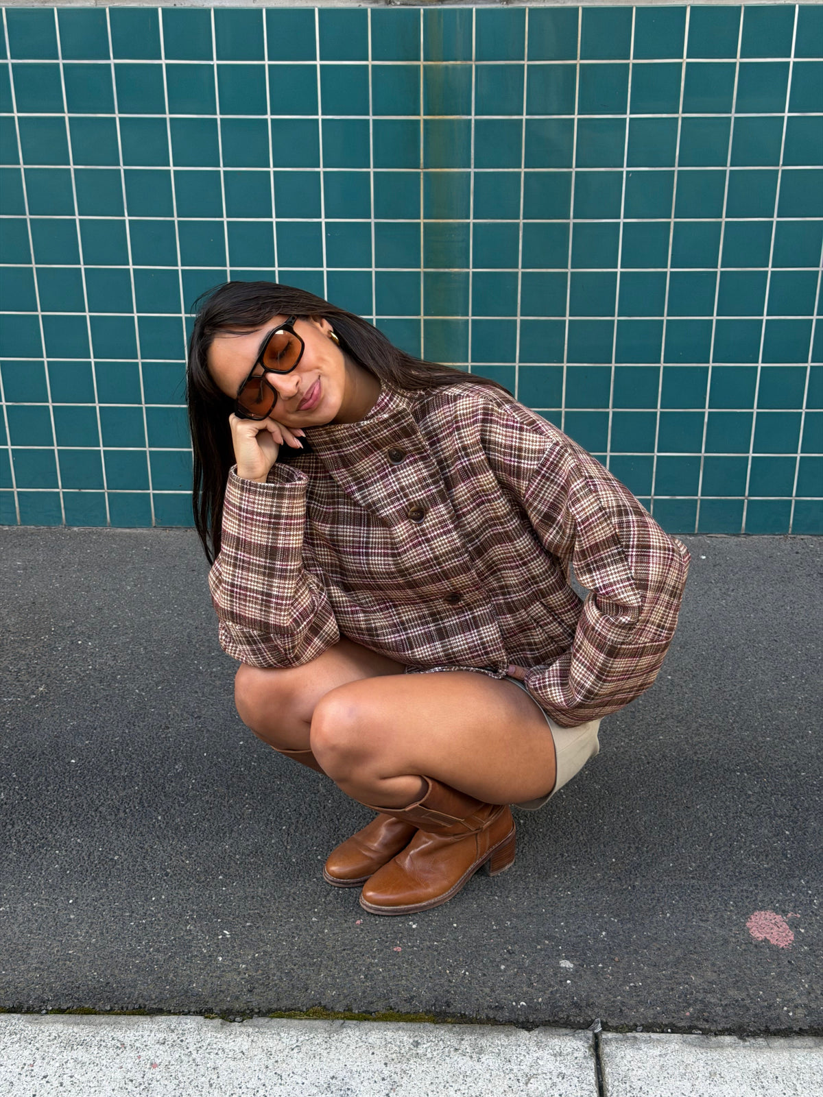 ELIANA | Kurze karierte Jacke