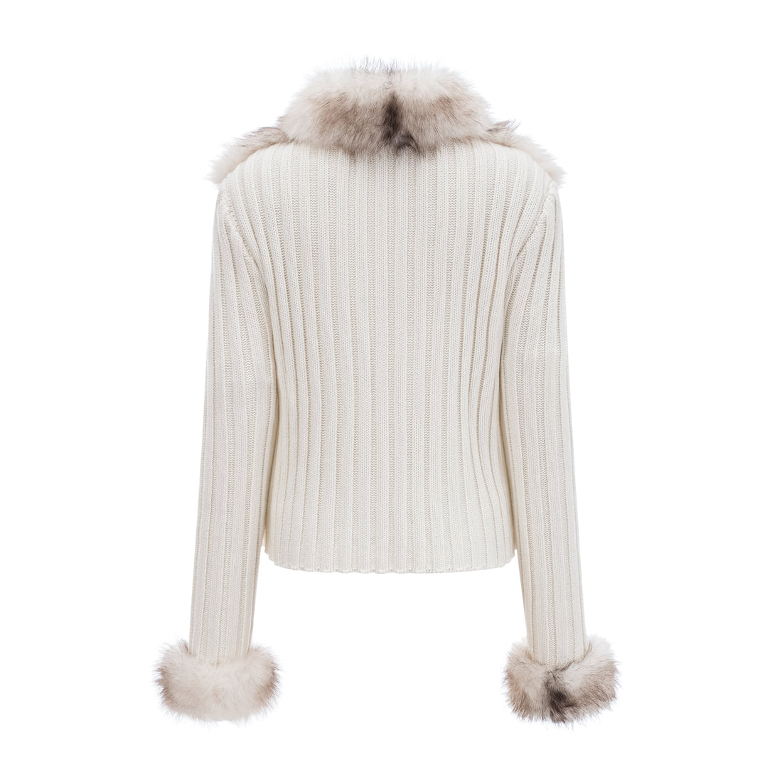 ISHA | Strickjacke mit Fellfront und Bindebändern