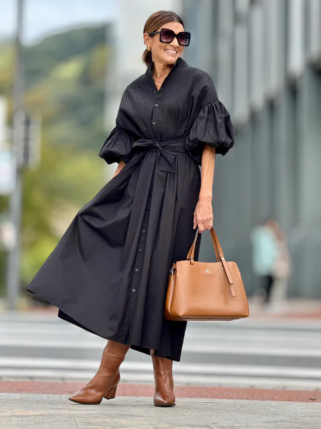 PHOEBE | Midi-Kleid mit Voluminösen Ärmeln