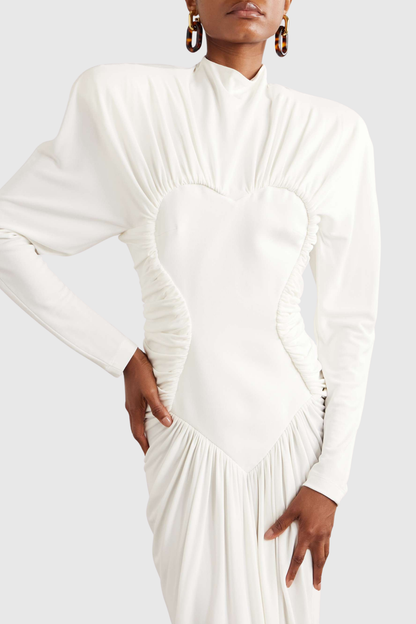 GABRIELLA | Maxikleid mit Stehkragen und Herzausschnitt