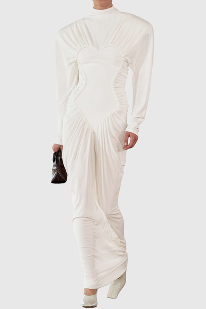 GABRIELLA | Maxikleid mit Stehkragen und Herzausschnitt
