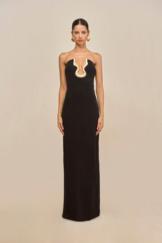 NELEA | Maxikleid mit Kontrastbesatz
