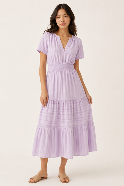 SINJA | Maxikleid mit Smokbund und Stufenrock