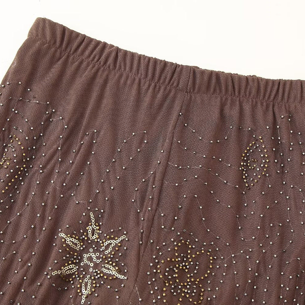 LEONIE | Braune Paillettenhose