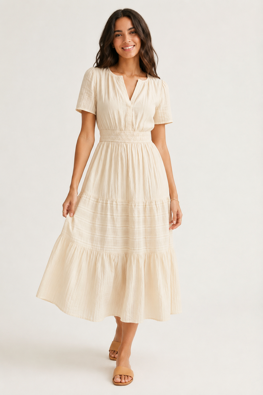 SINJA | Maxikleid mit Smokbund und Stufenrock