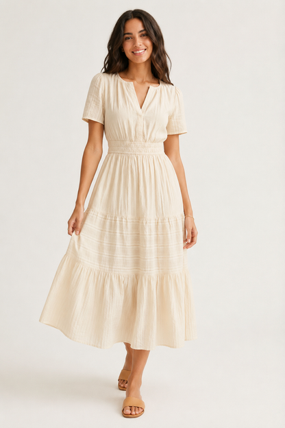 SINJA | Maxikleid mit Smokbund und Stufenrock