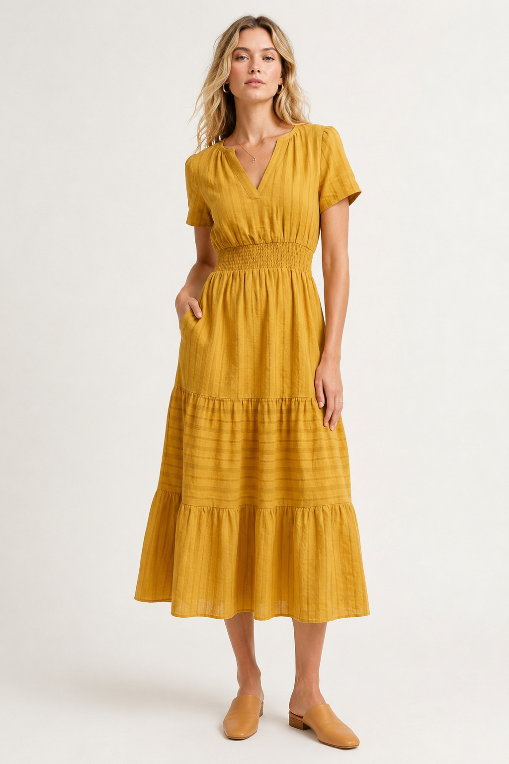 SINJA | Maxikleid mit Smokbund und Stufenrock