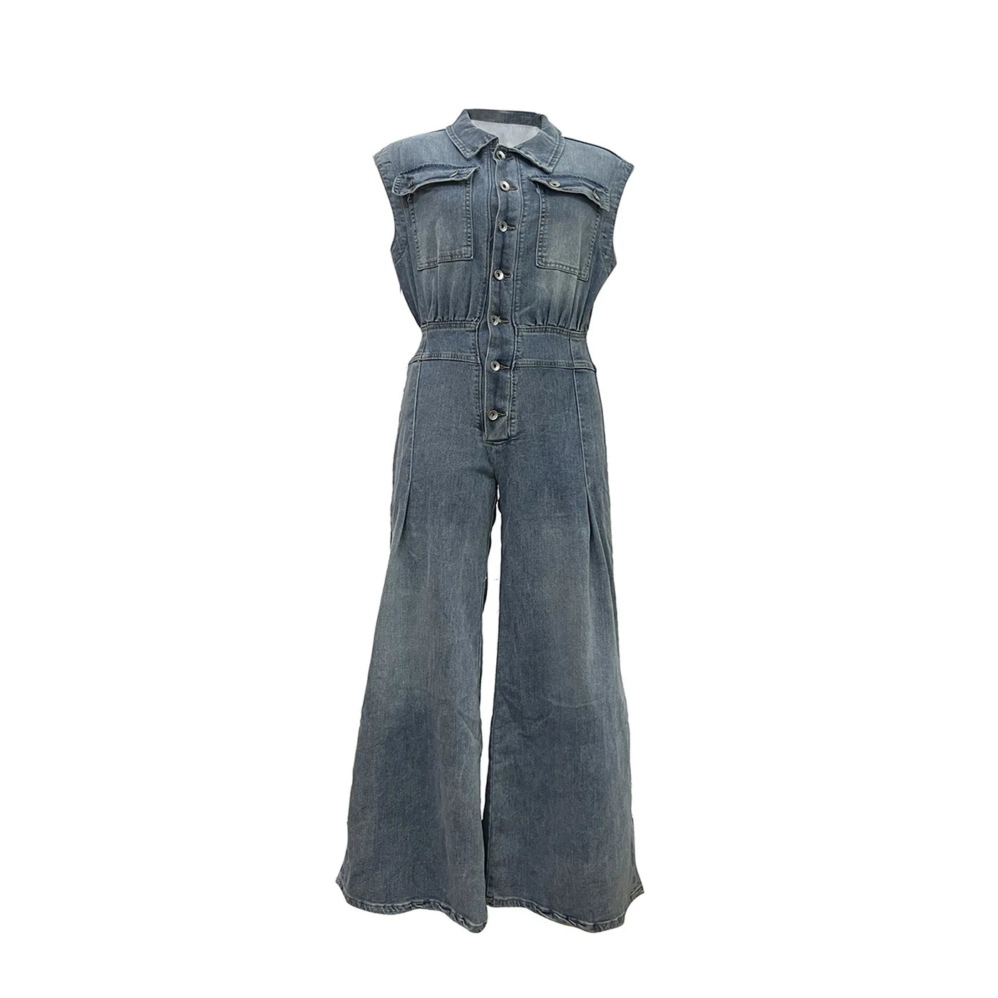 STELLA | Jeans-Jumpsuit mit Taillierung und weitem Bein
