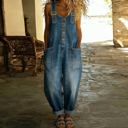 SAYLOR | Vintage-Latzhose in Denim-Optik mit verstellbaren Trägern