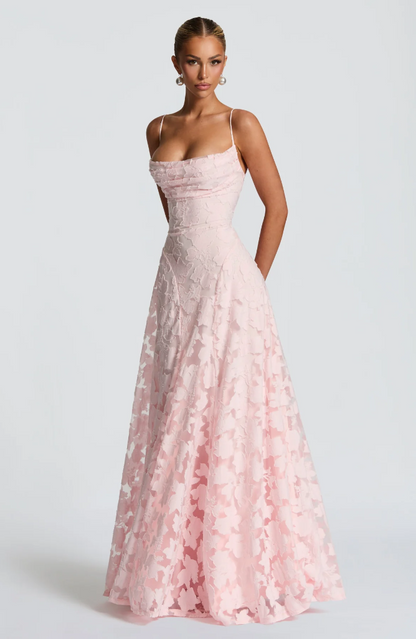 SOFIA Spitzen Maxi Kleid - Rosa