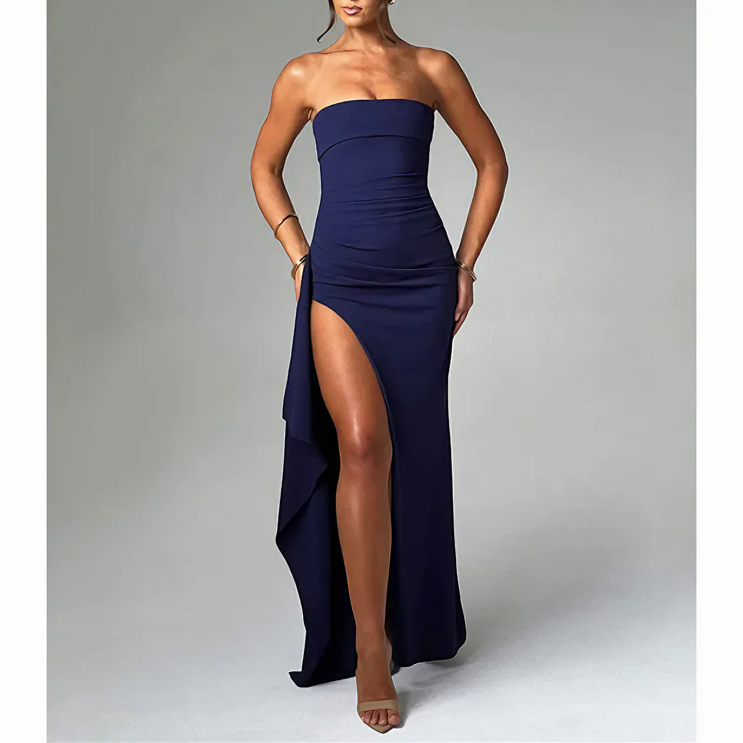 AZZURRA - Elegantes rückenfreies Kleid mit Schlitz