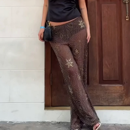 LEONIE | Braune Paillettenhose