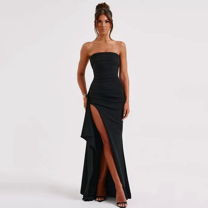 AZZURRA - Elegantes rückenfreies Kleid mit Schlitz