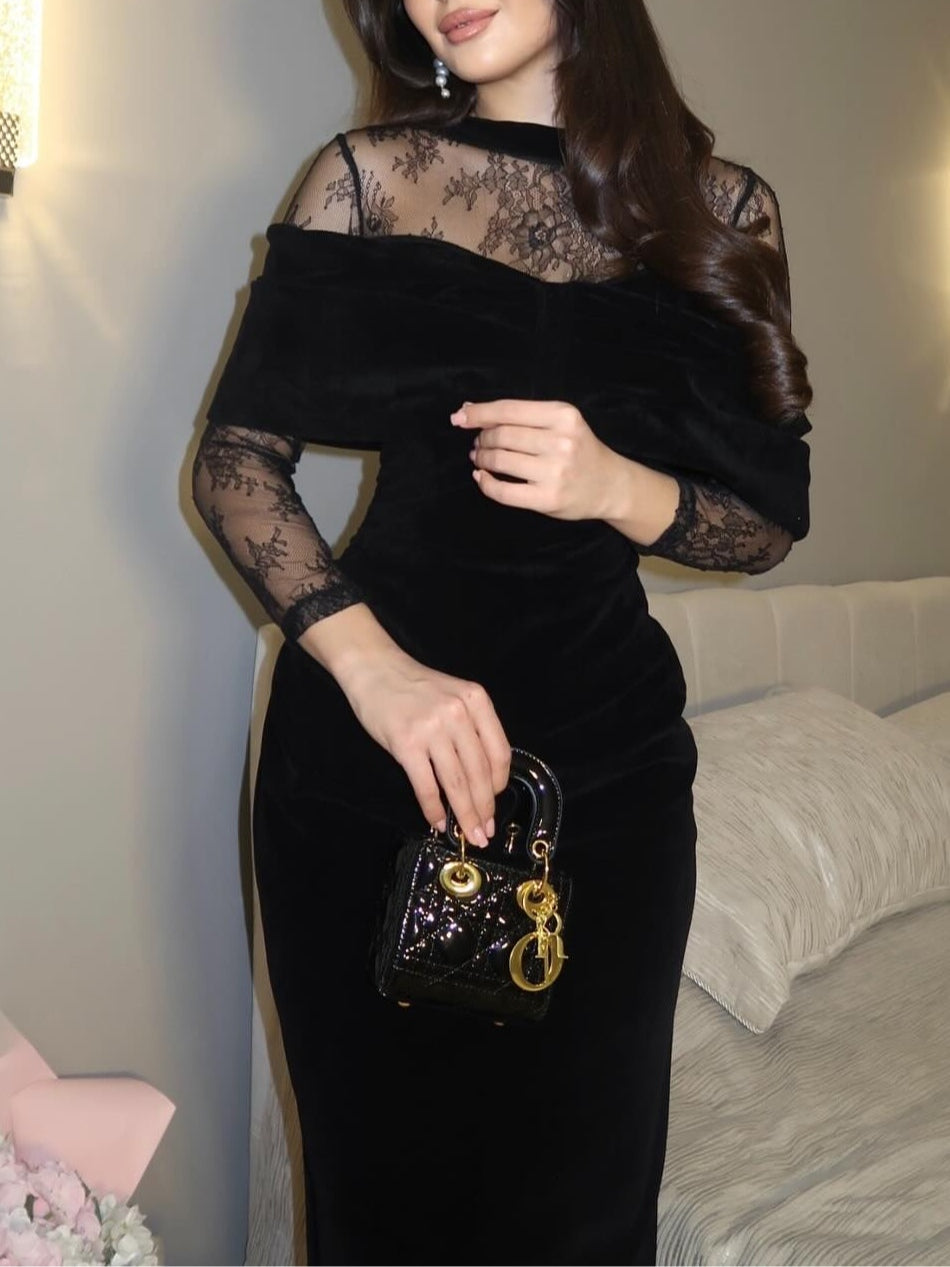 ELSKE | Midikleid mit Transparenten Spitzenärmeln