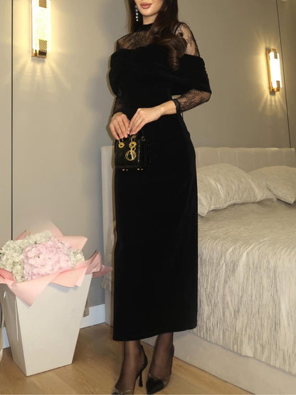 ELSKE | Midikleid mit Transparenten Spitzenärmeln