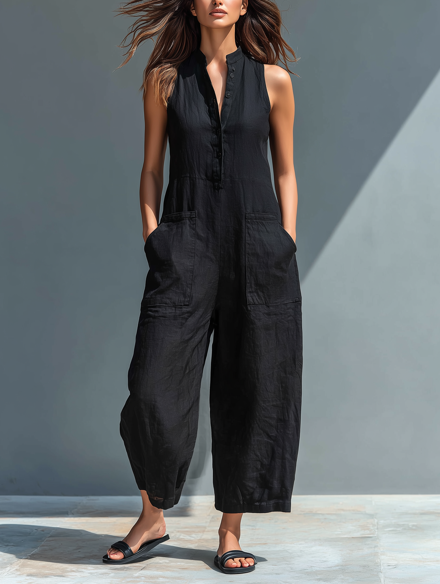 HERMINE | Ärmelloser Leinen-Jumpsuit