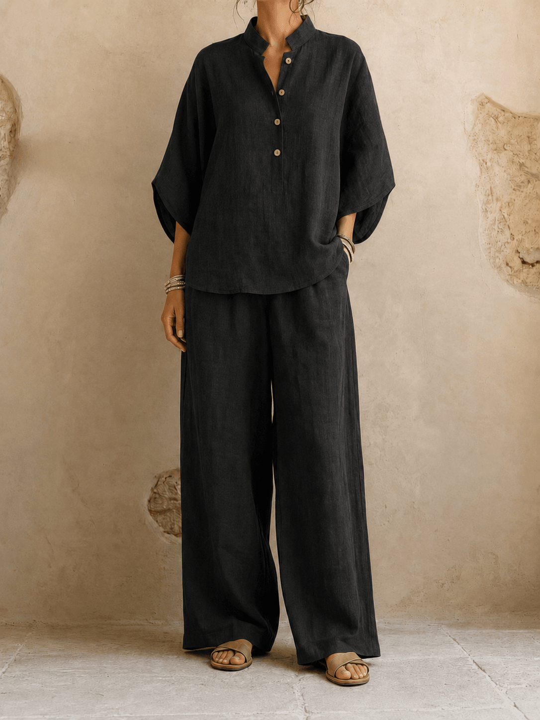 KENNEDY | Zweiteiliges Set mit Knopfleiste und weiter Hose