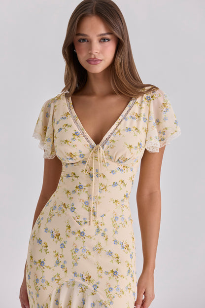 JULIA | Romantisches Maxikleid mit Zarten Volantärmeln