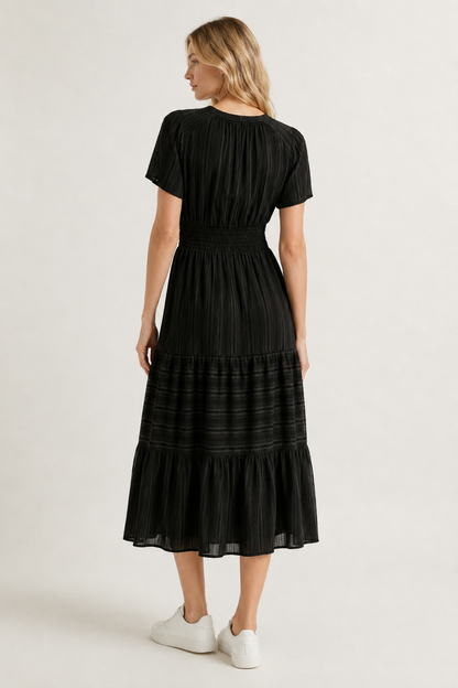 SINJA | Maxikleid mit Smokbund und Stufenrock