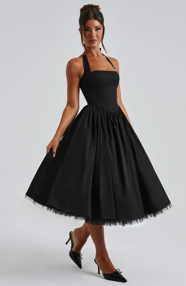 TESSA | Vintage-inspiriertes Halter Midi Kleid
